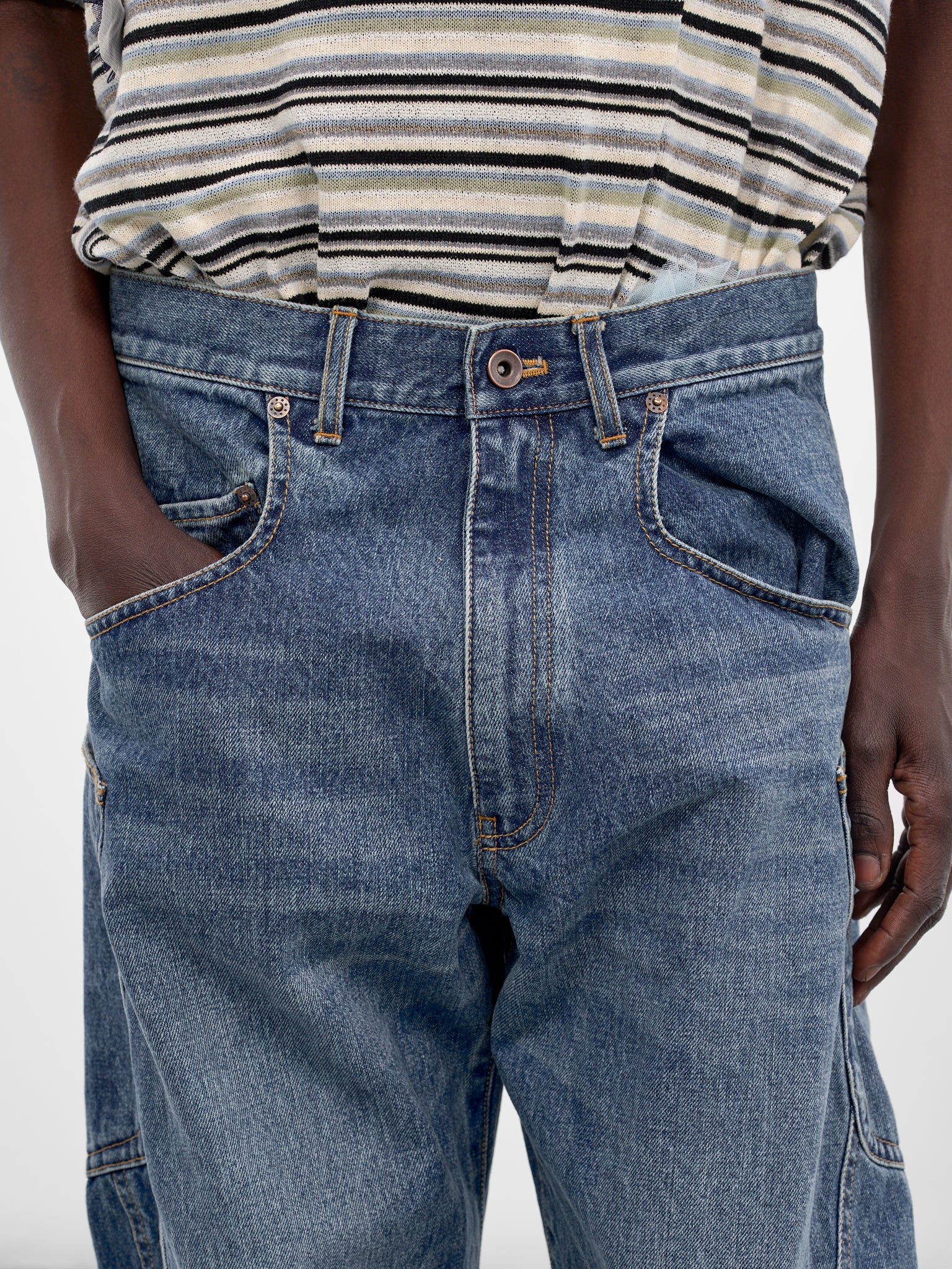 3-D Cutting Denim Jeans (26SS-P-01-INDIGO)