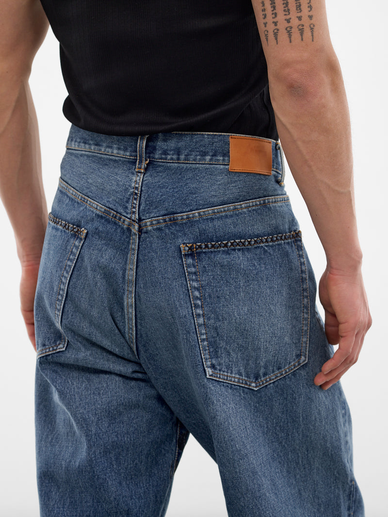Indigo Denim Hand-Embroidered Jeans (26SS-P-10-INDIGO)