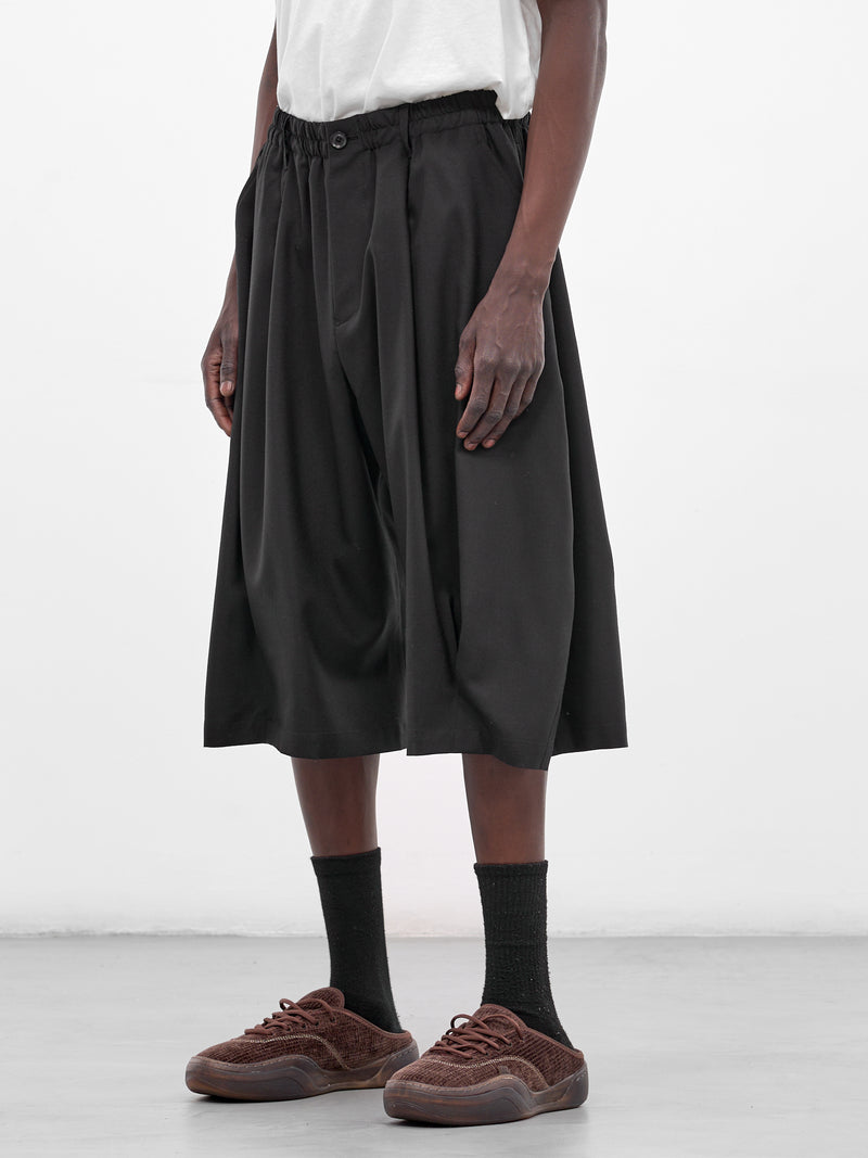 Black Wool Baggy Balloon Shorts (26SS-P-14-BLACK)