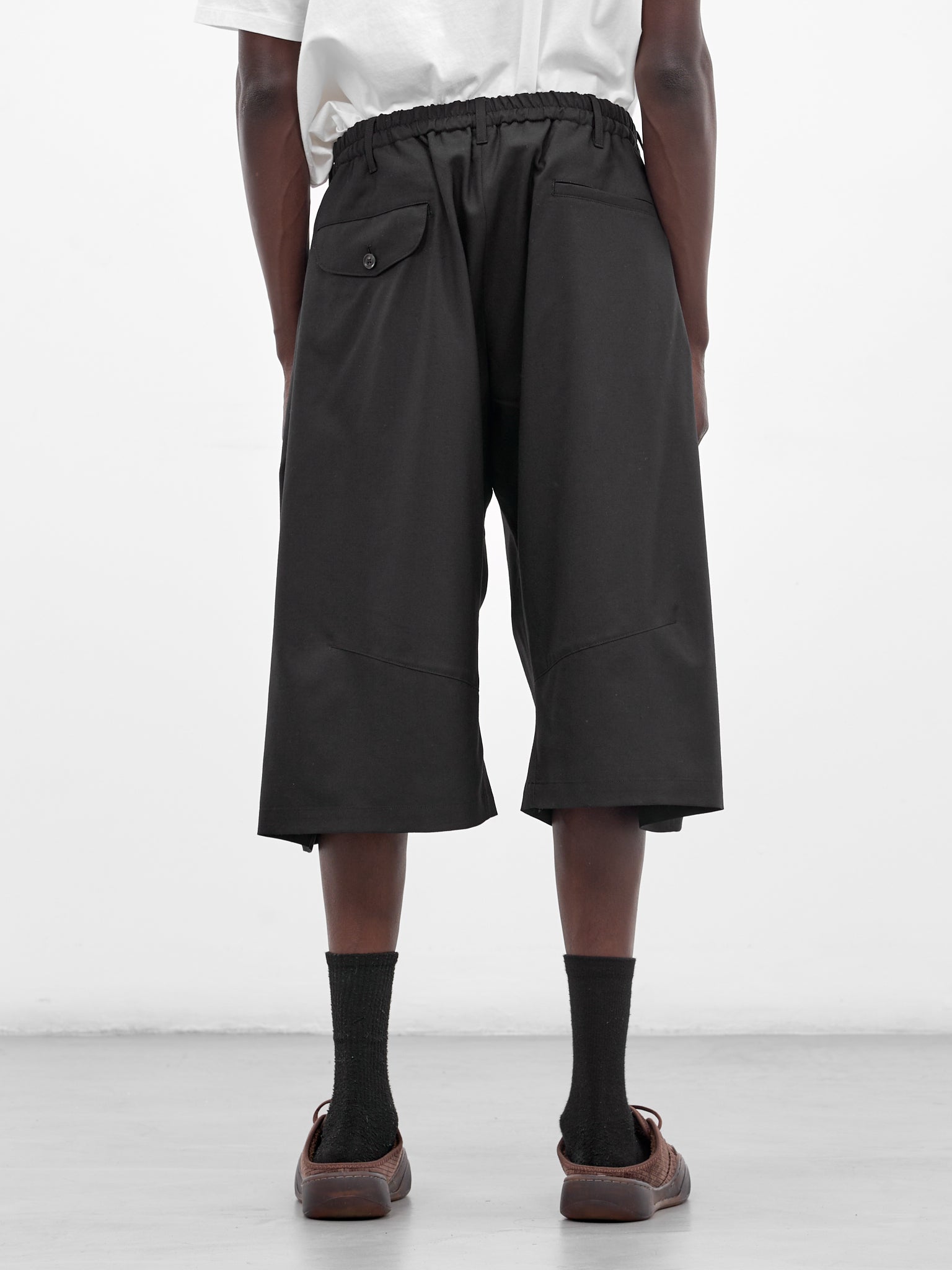 Black Wool Baggy Balloon Shorts (26SS-P-14-BLACK)