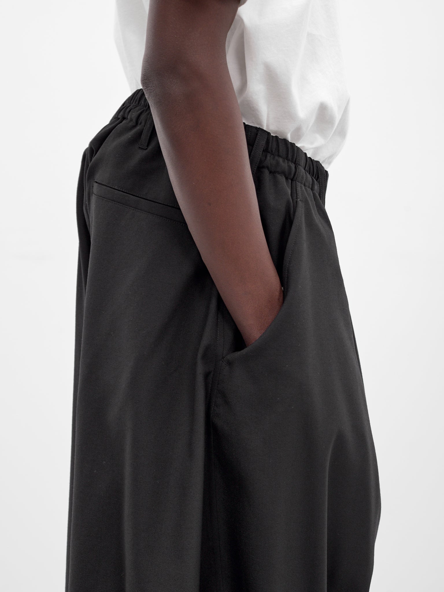 Black Wool Baggy Balloon Shorts (26SS-P-14-BLACK)