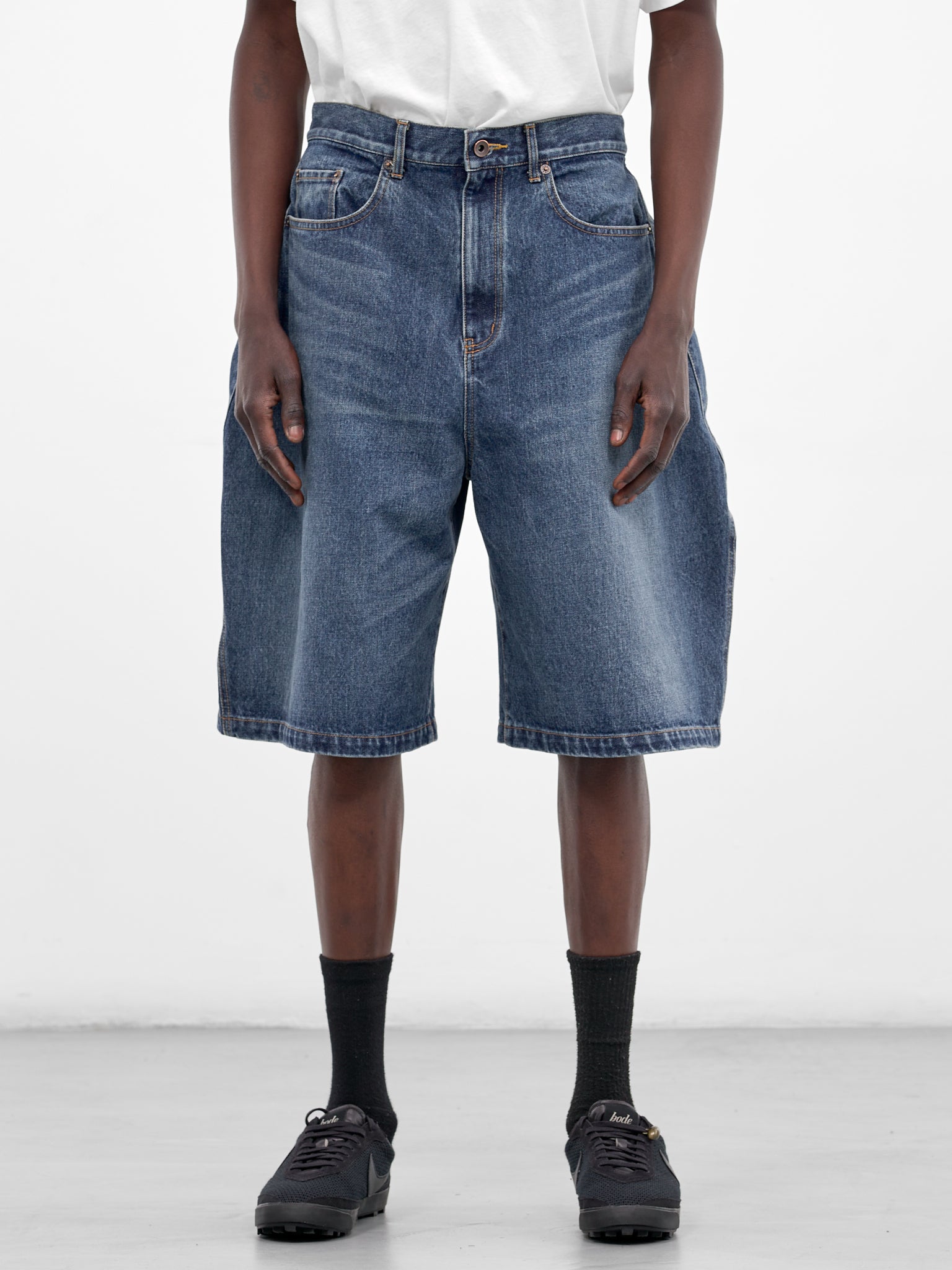 Indigo Baggy Denim Pleated Shorts (26SS-P-15-INDIGO)