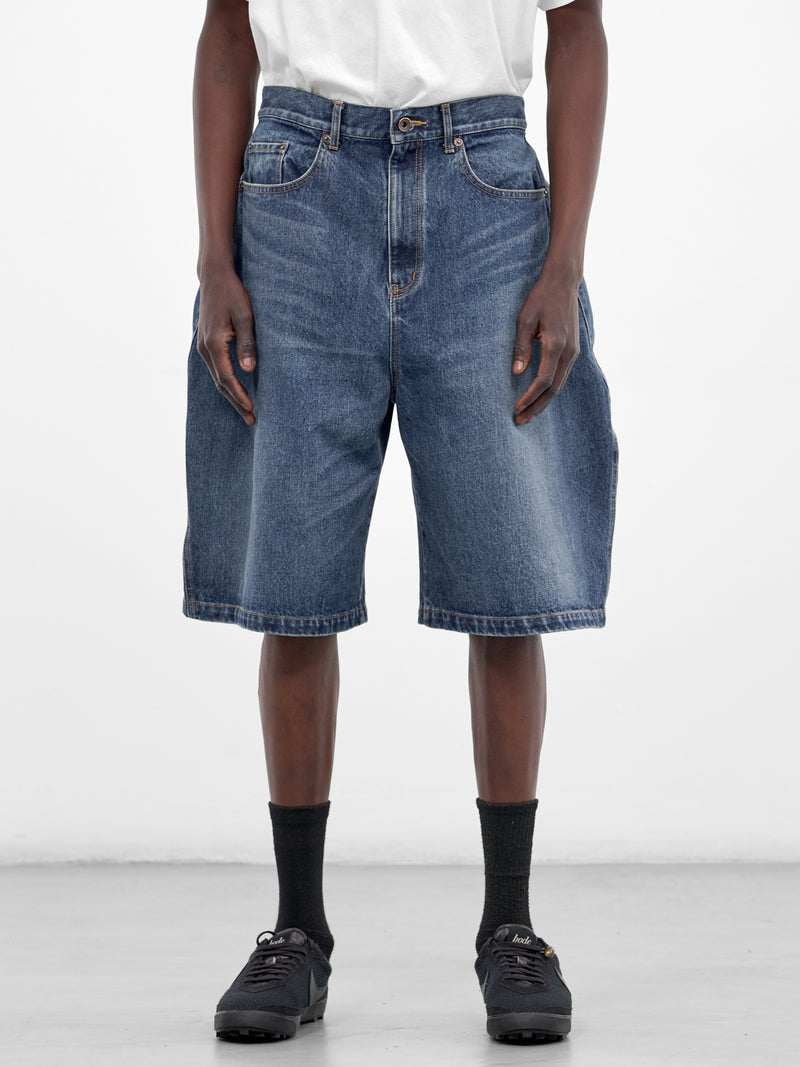 Indigo Baggy Denim Pleated Shorts (26SS-P-15-INDIGO)