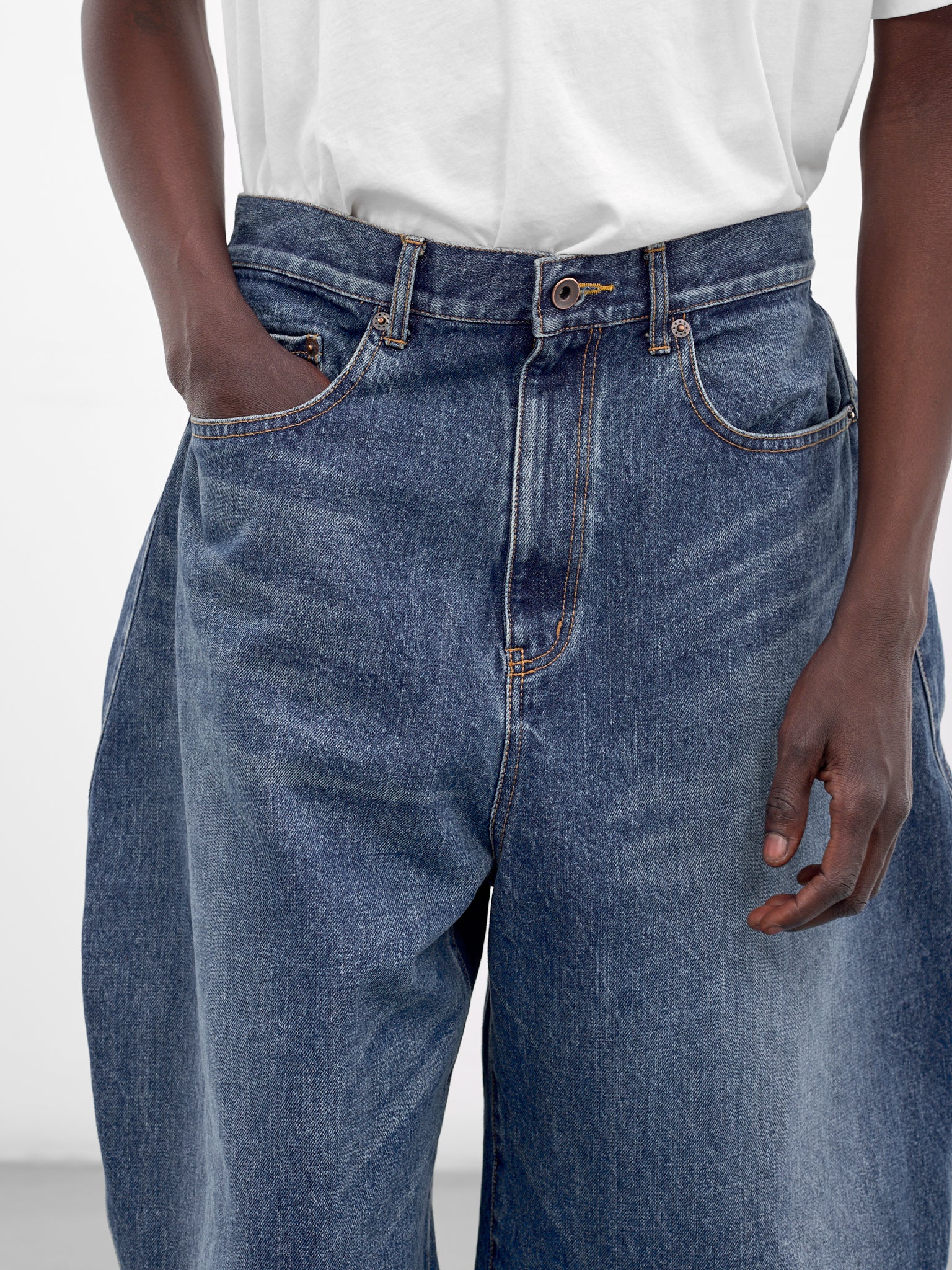 Indigo Baggy Denim Pleated Shorts (26SS-P-15-INDIGO)