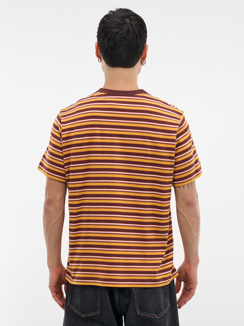 Brown Hand-Embroidered Striped Tee (26SS-T-08-BROWN)