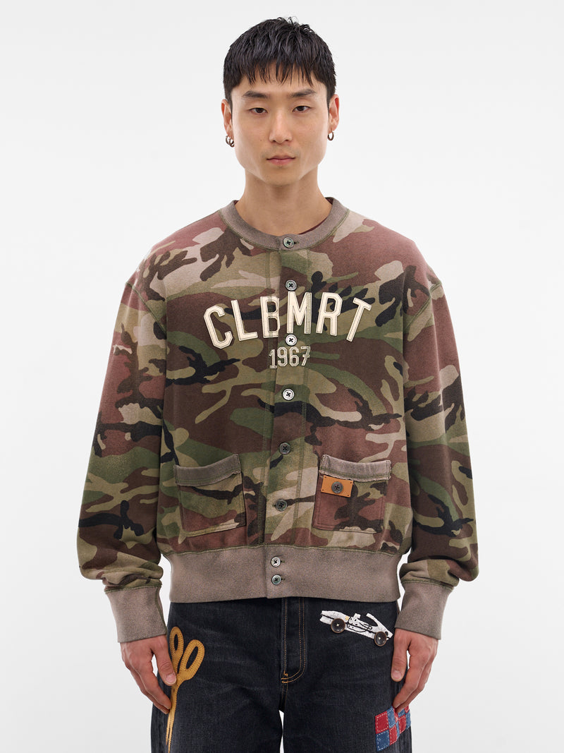 Black Camo Embroidered Sweatshirt Cardigan (26SS-T05-BLACK)