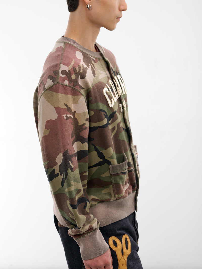 Black Camo Embroidered Sweatshirt Cardigan (26SS-T05-BLACK)