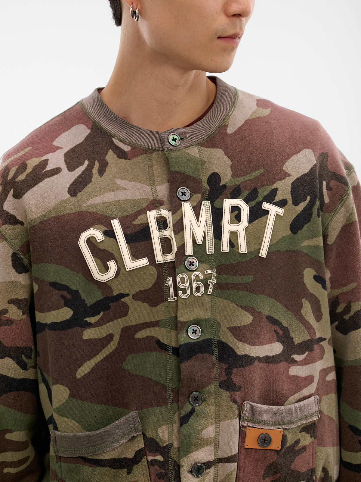 Black Camo Embroidered Sweatshirt Cardigan (26SS-T05-BLACK)