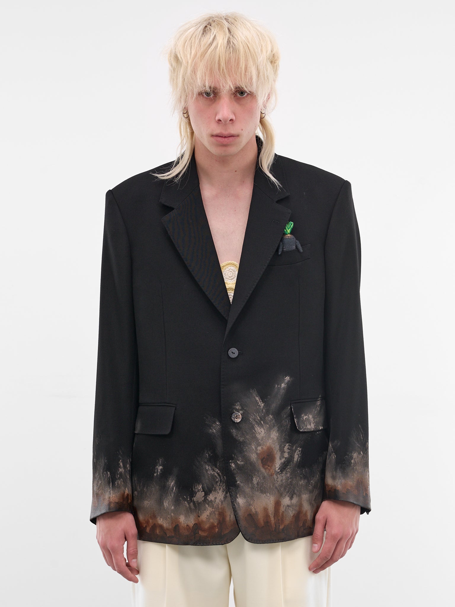 Black Wool Mud Print Blazer (26SS12JK80-BLACK)
