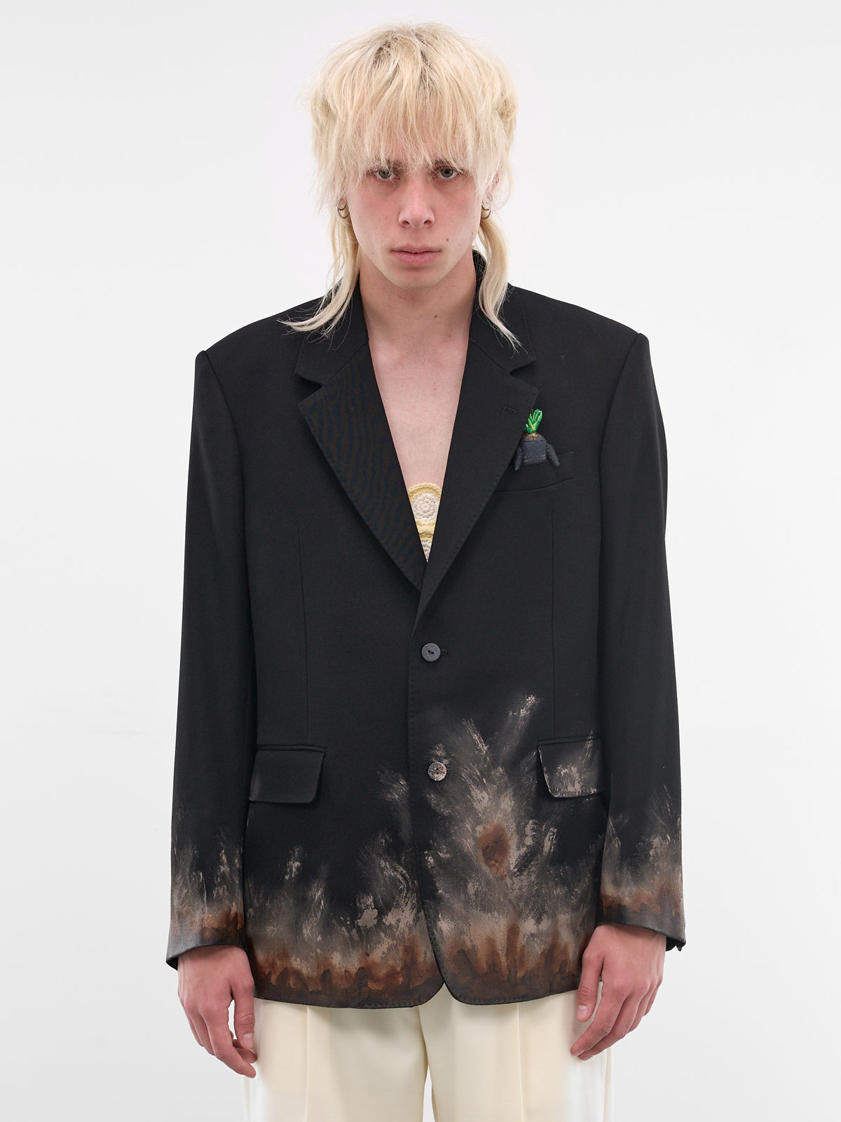 Black Wool Mud Print Blazer (26SS12JK80-BLACK)