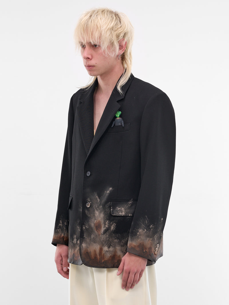 Black Wool Mud Print Blazer (26SS12JK80-BLACK)