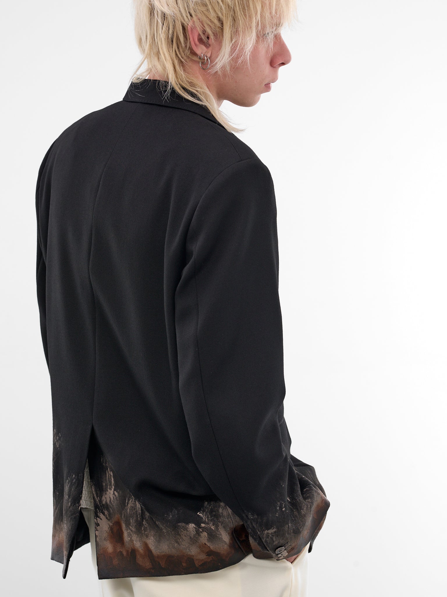Black Wool Mud Print Blazer (26SS12JK80-BLACK)