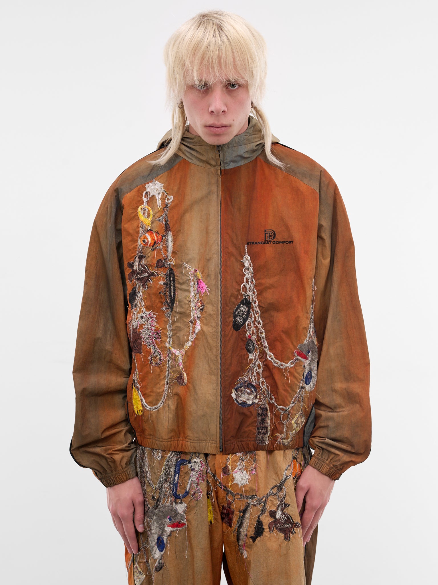 Trompe L'oeil Embroidered Track Jacket (26SS22BL252-BROWN)