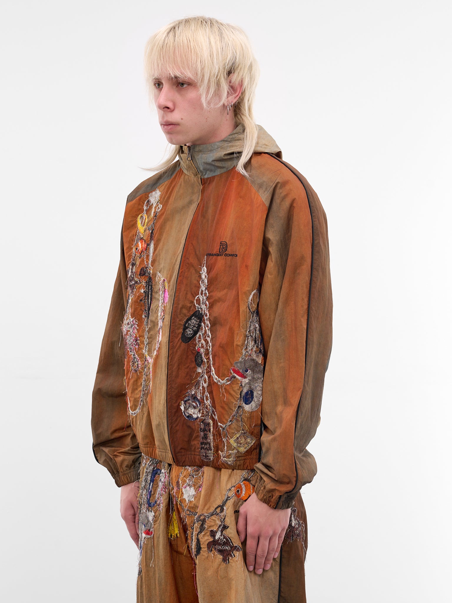 Trompe L'oeil Embroidered Track Jacket (26SS22BL252-BROWN)