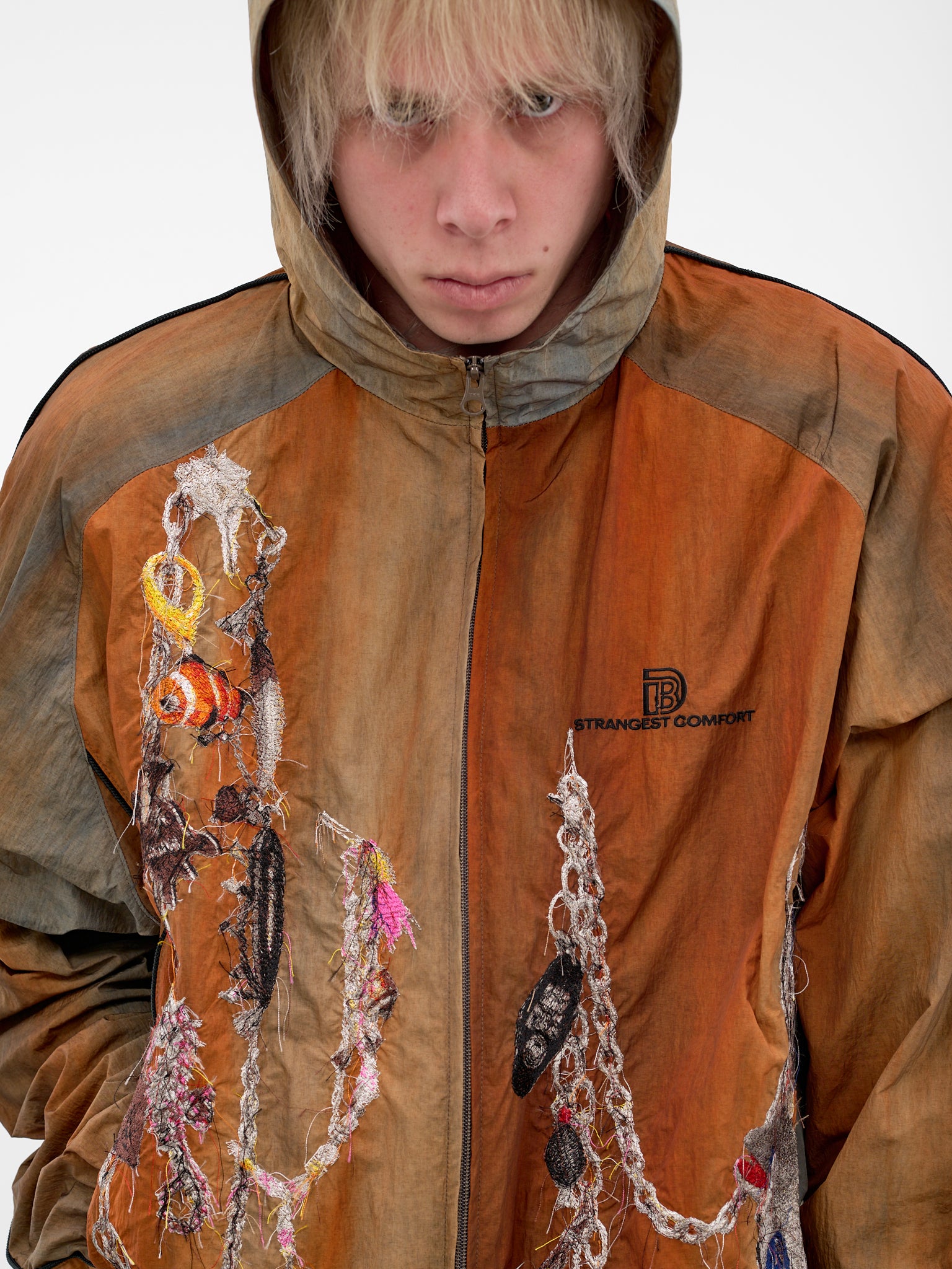 Trompe L'oeil Embroidered Track Jacket (26SS22BL252-BROWN)