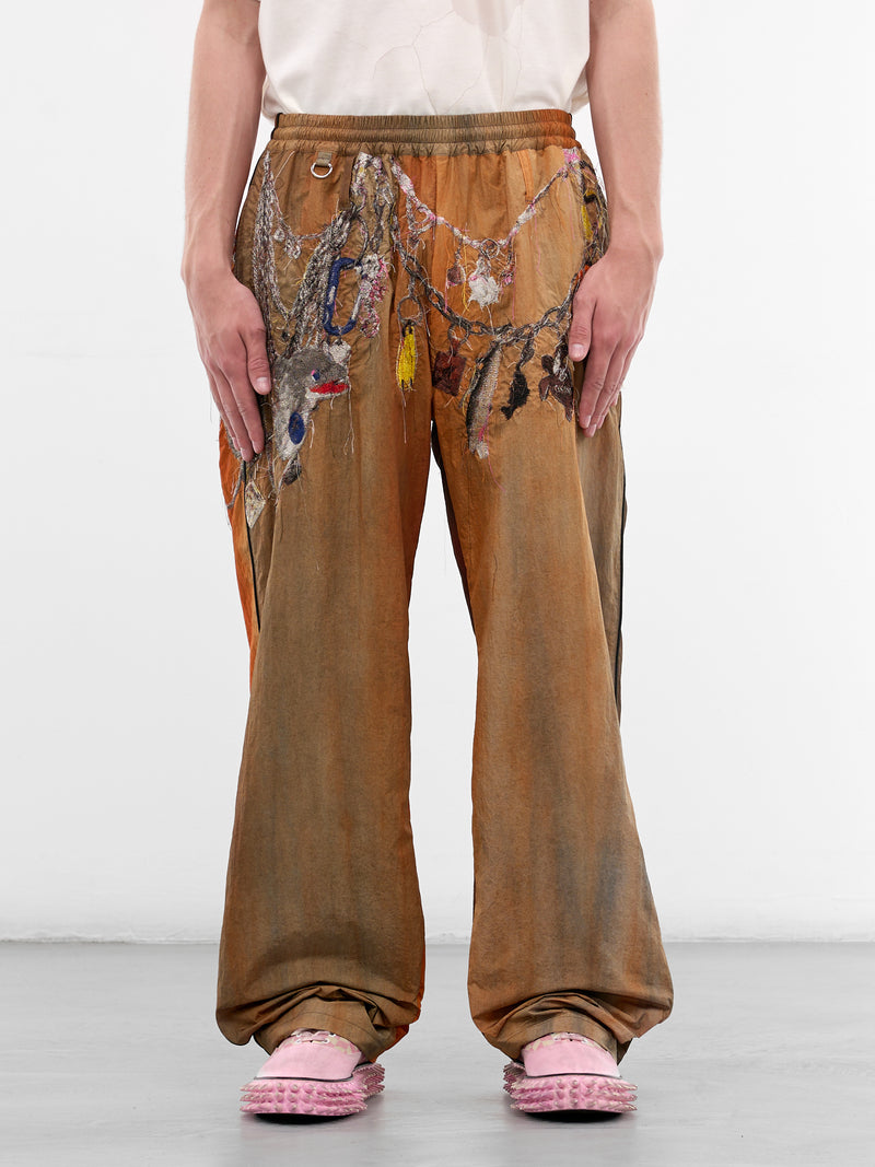 Trompe L'oeil Embroidered Track Pants (26SS22PT354-BROWN)