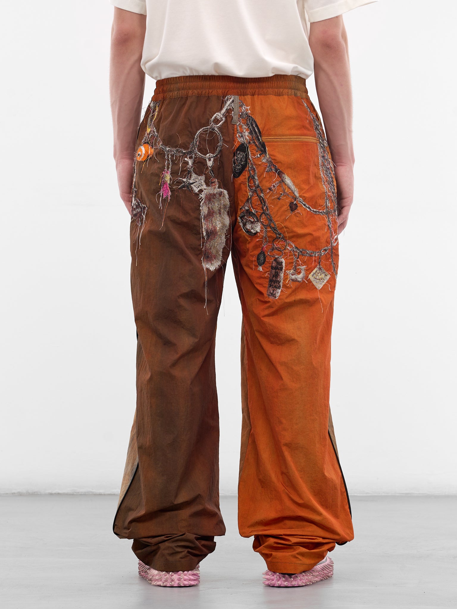 Trompe L'oeil Embroidered Track Pants (26SS22PT354-BROWN)