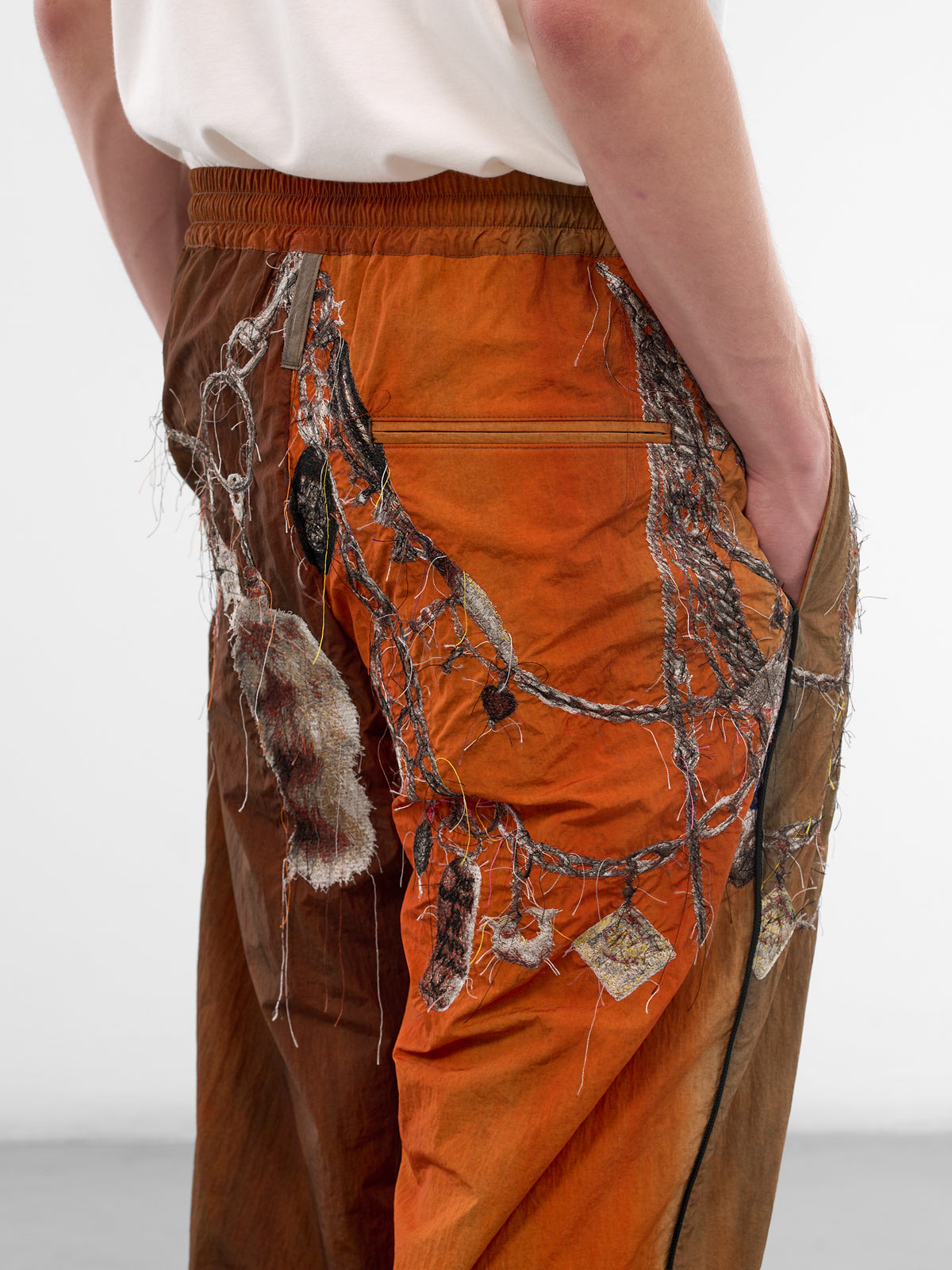 Trompe L'oeil Embroidered Track Pants (26SS22PT354-BROWN)