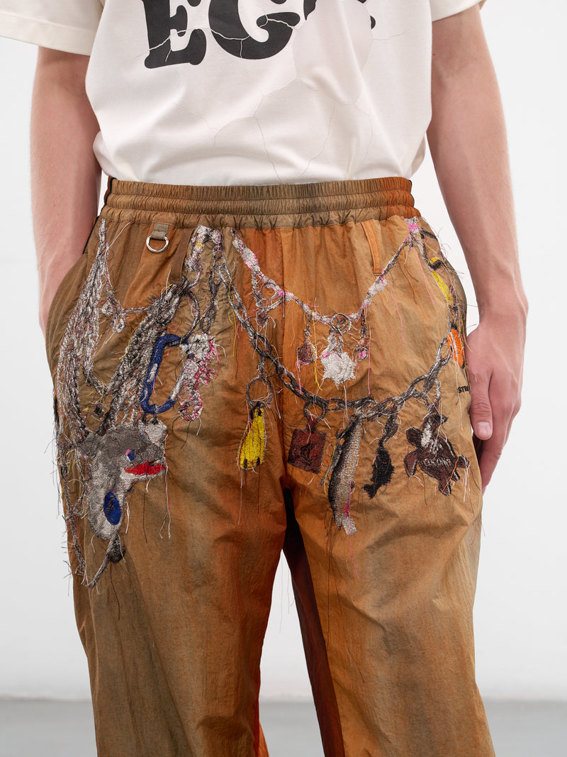 Trompe L'oeil Embroidered Track Pants (26SS22PT354-BROWN)