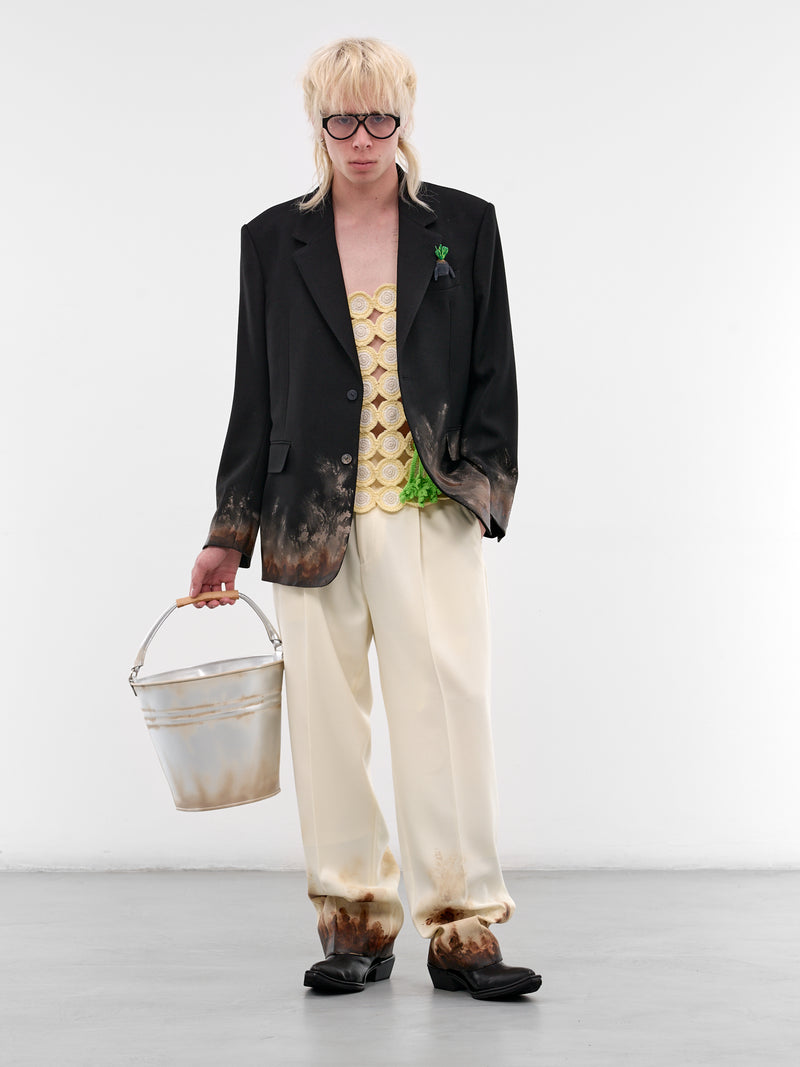 Black Wool Mud Print Blazer (26SS12JK80-BLACK)