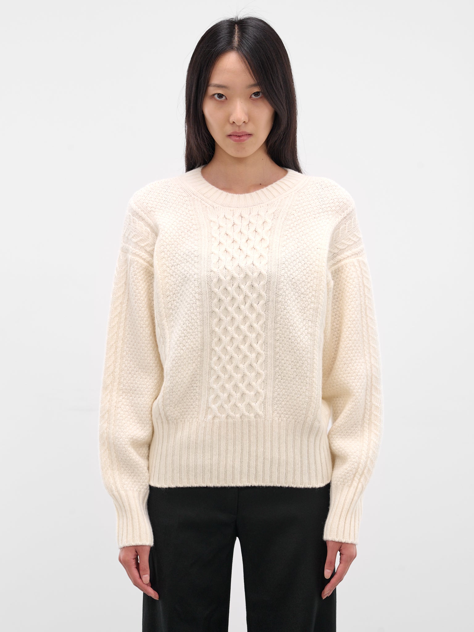 Ivory Wool Knit Cut-Out Sweater (27-IVORY)