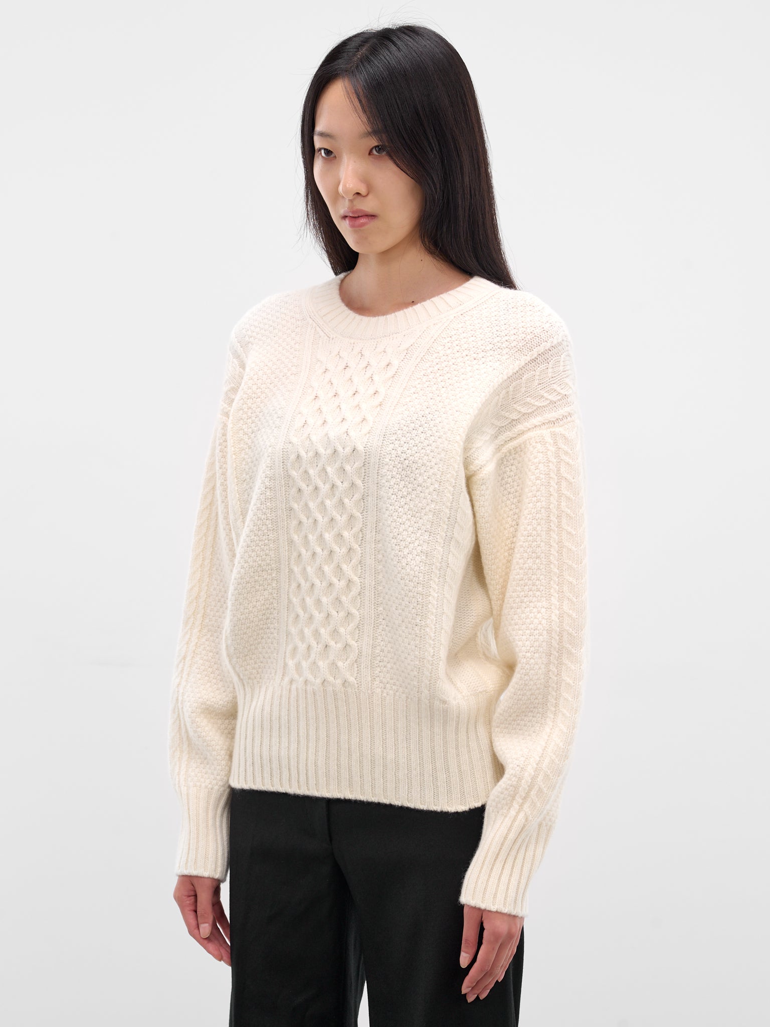 Ivory Wool Knit Cut-Out Sweater (27-IVORY)