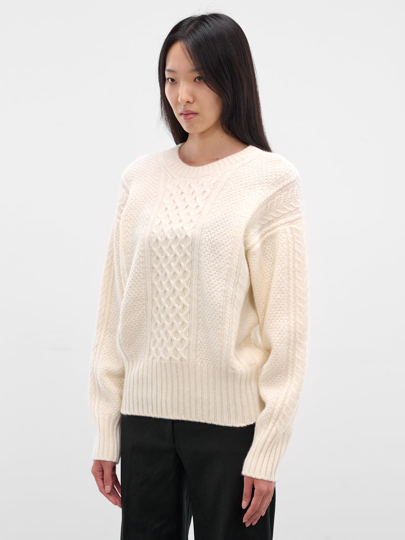 Ivory Wool Knit Cut-Out Sweater (27-IVORY)