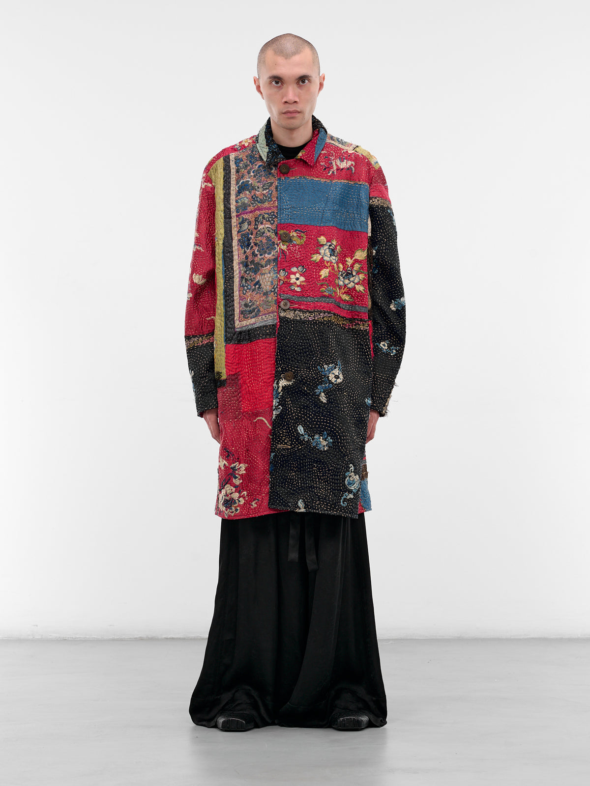 Patchwork Quilted Graphic Duster Coat (270015M-19TH-C-MULTI)