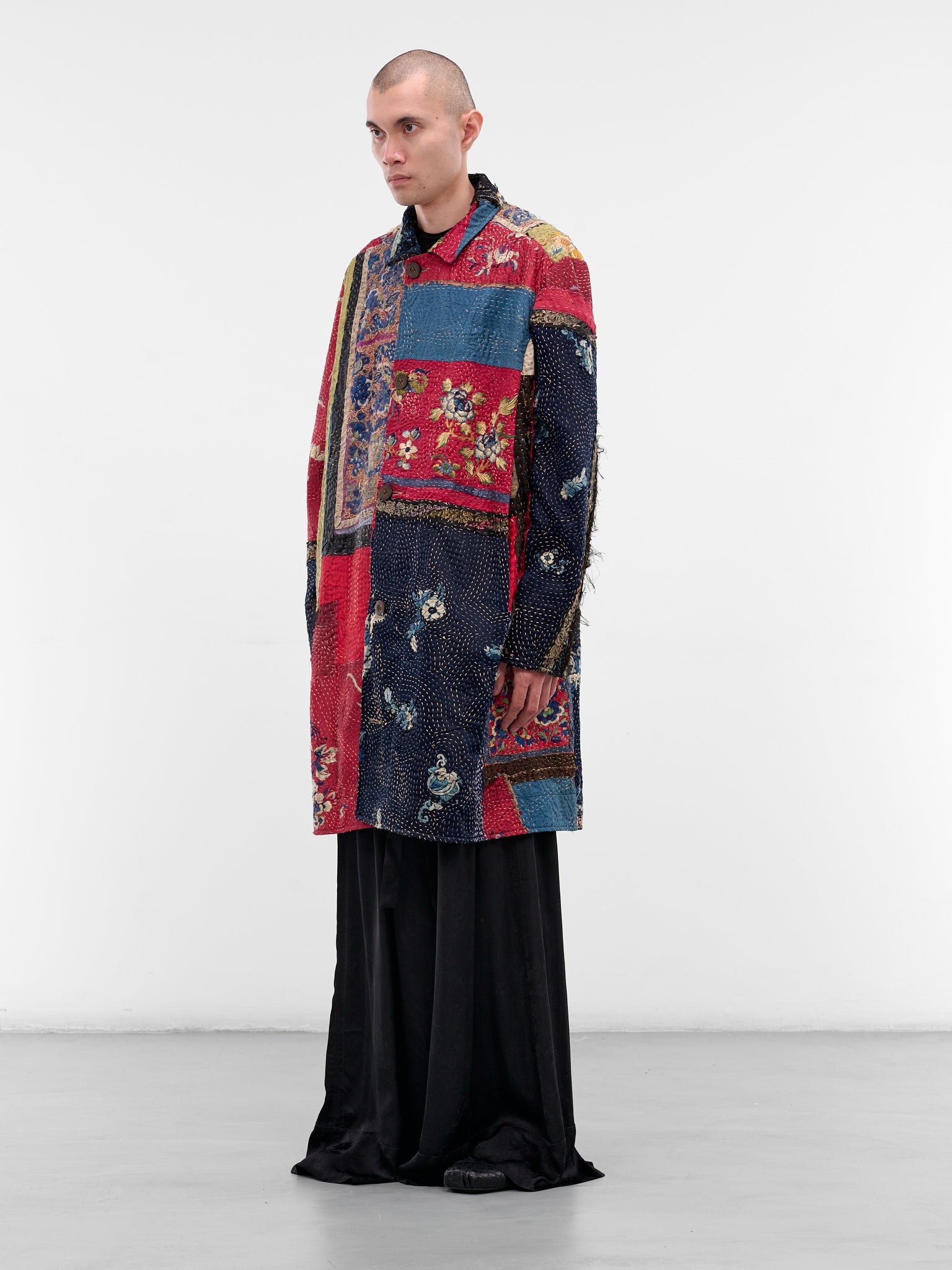 Patchwork Quilted Graphic Duster Coat (270015M-19TH-C-MULTI)