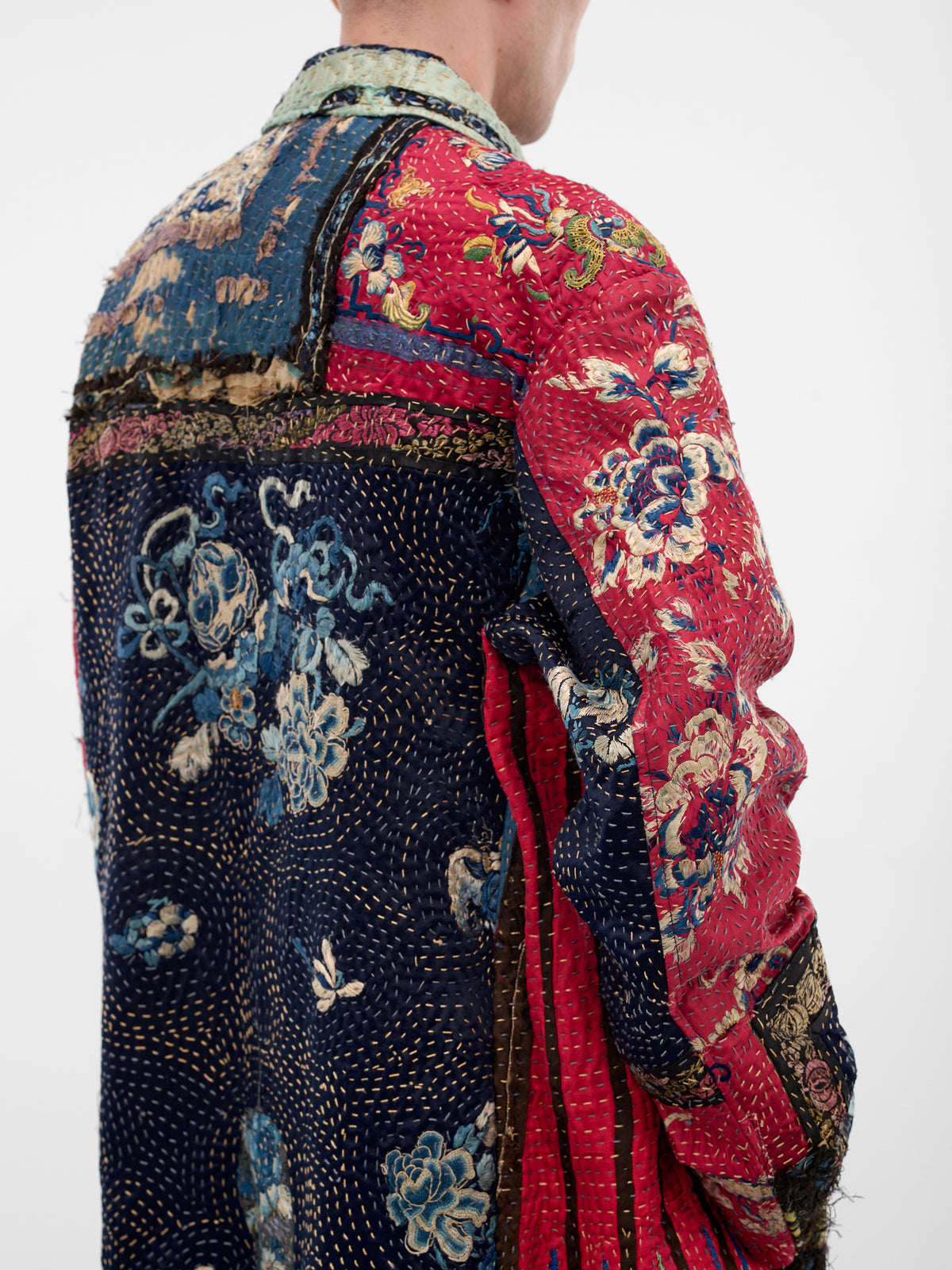 Patchwork Quilted Graphic Duster Coat (270015M-19TH-C-MULTI)