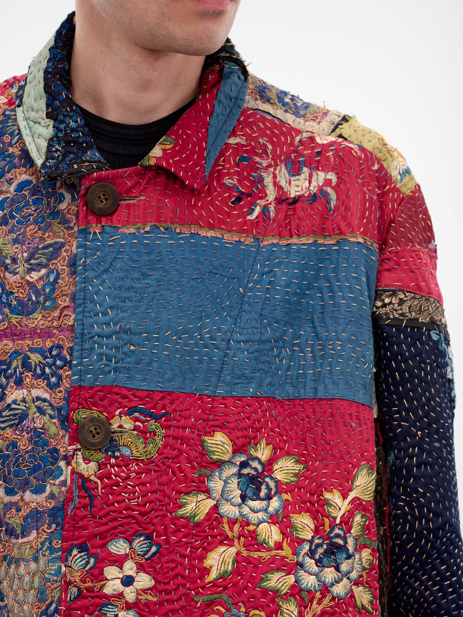 Patchwork Quilted Graphic Duster Coat (270015M-19TH-C-MULTI)