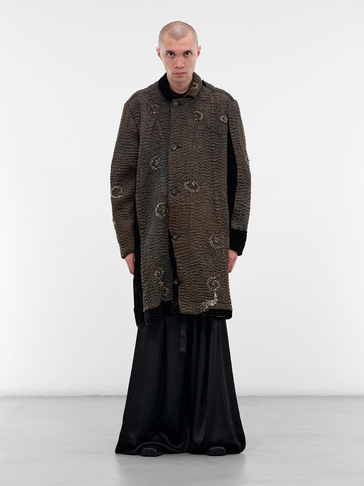 Brown Graphic Stitching Duster Coat (270143M-BROWN)