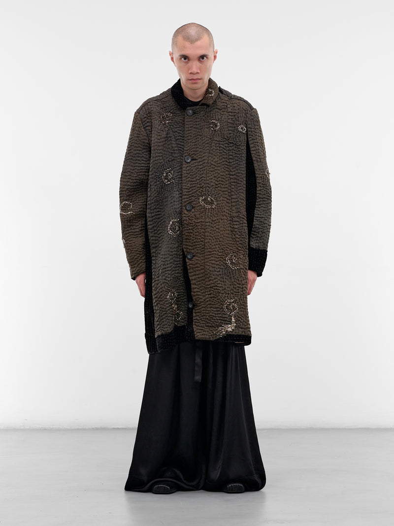 Brown Graphic Stitching Duster Coat (270143M-BROWN)