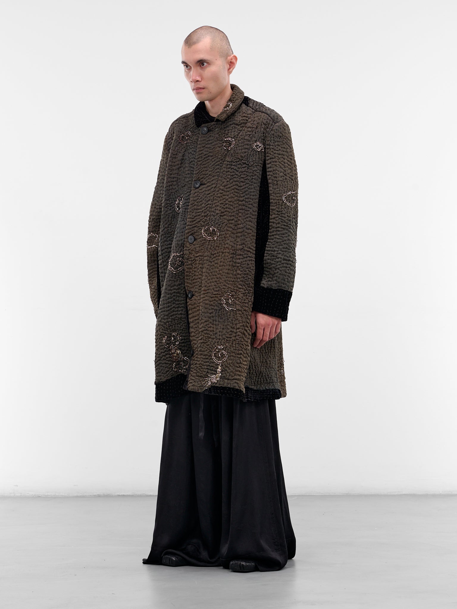 Brown Graphic Stitching Duster Coat (270143M-BROWN)