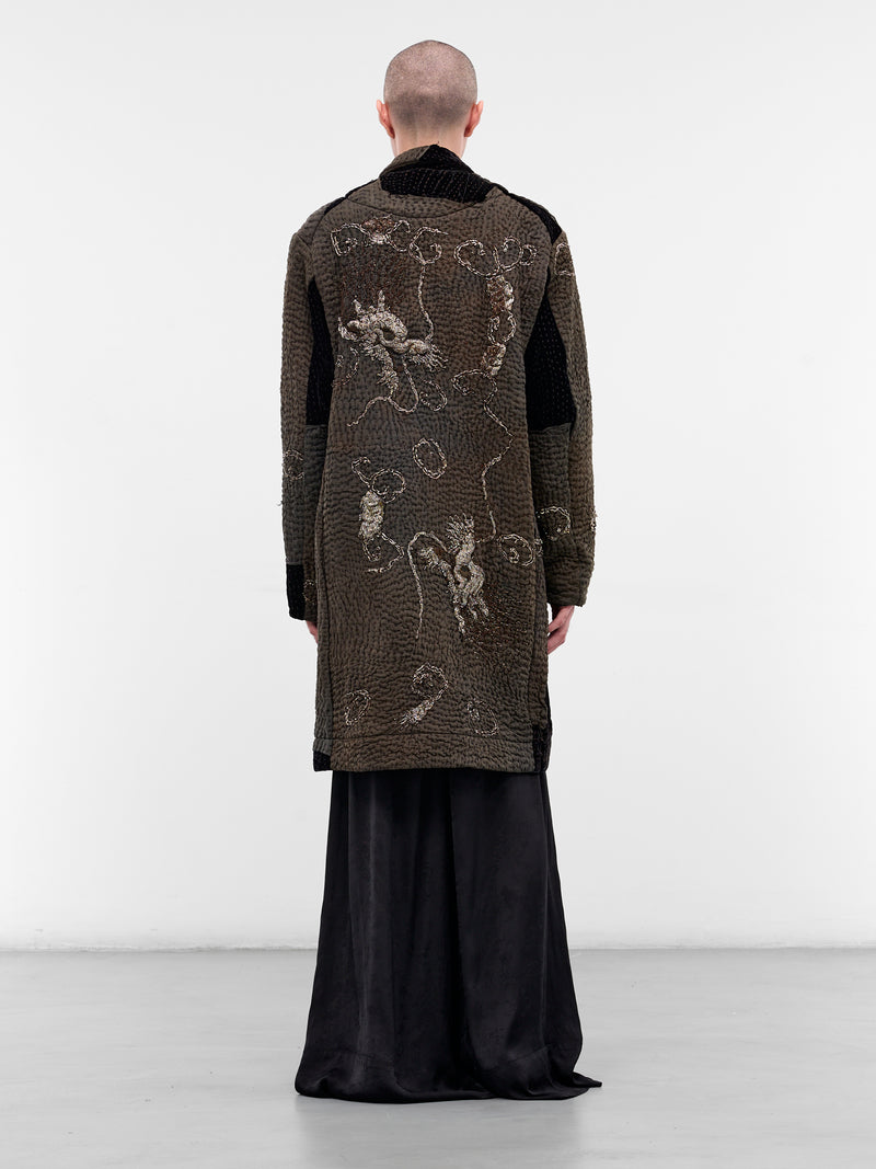 Brown Graphic Stitching Duster Coat (270143M-BROWN)