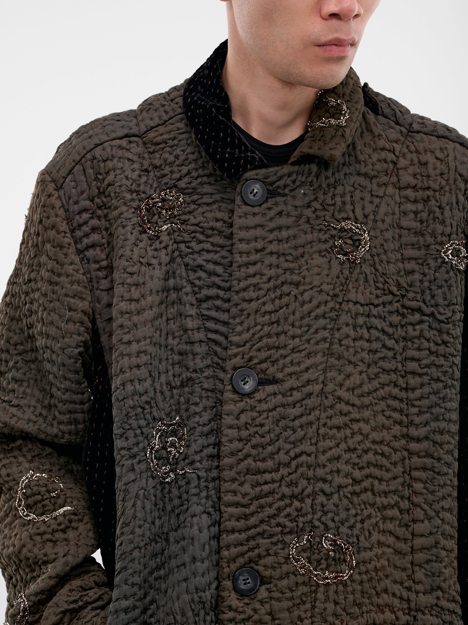 Brown Graphic Stitching Duster Coat (270143M-BROWN)