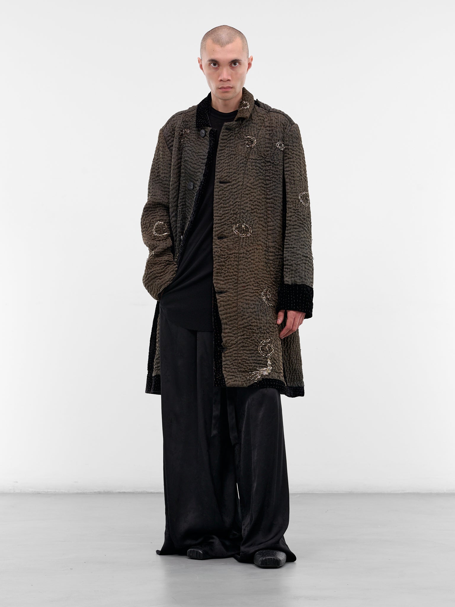 Brown Graphic Stitching Duster Coat (270143M-BROWN)