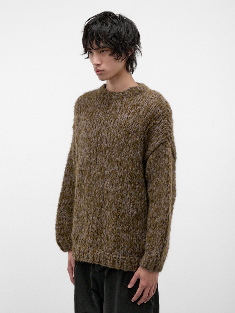 Gray Alpaca-Wool Knit Sweater (27HK060-GREY-DARK-GREEN)