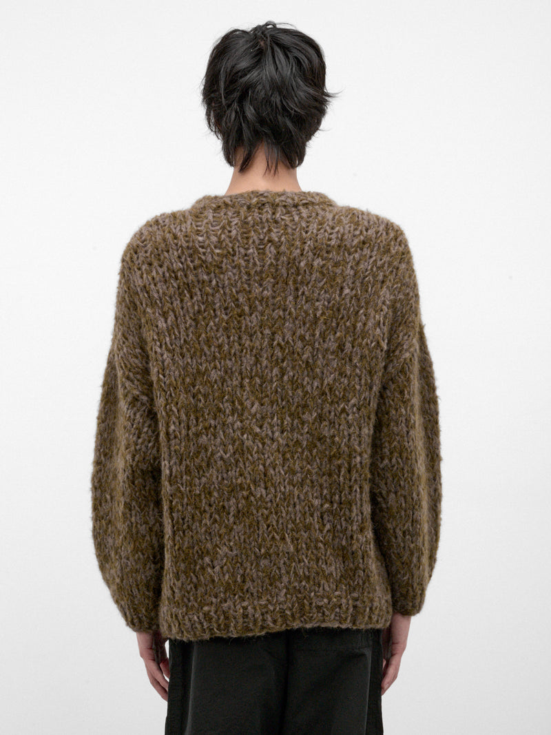 Gray Alpaca-Wool Knit Sweater (27HK060-GREY-DARK-GREEN)