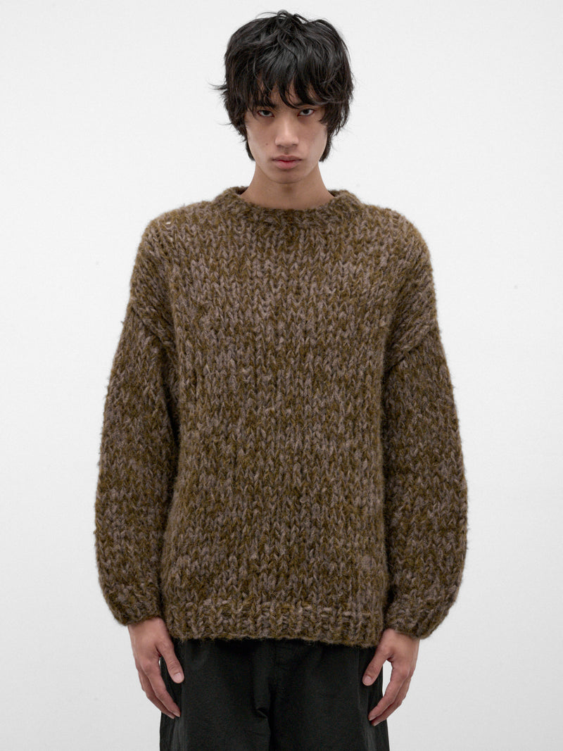 Gray Alpaca-Wool Knit Sweater (27HK060-GREY-DARK-GREEN)