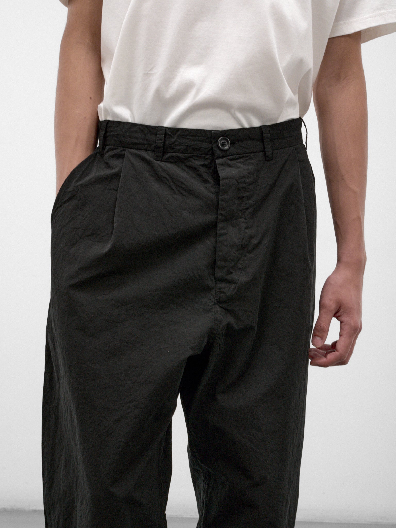 Black Cotton Wide Trousers (27HP318-BLACK)