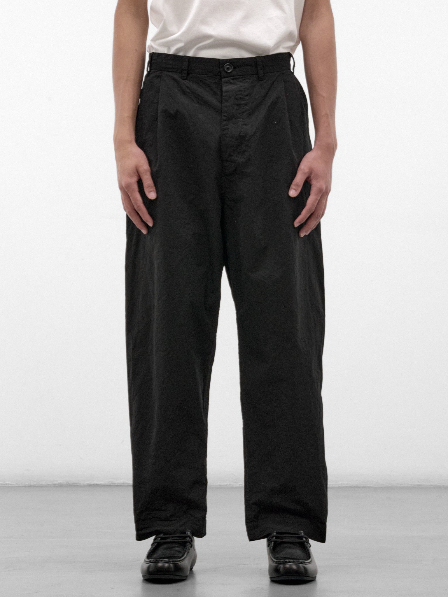 Black Cotton Wide Trousers (27HP318-BLACK)