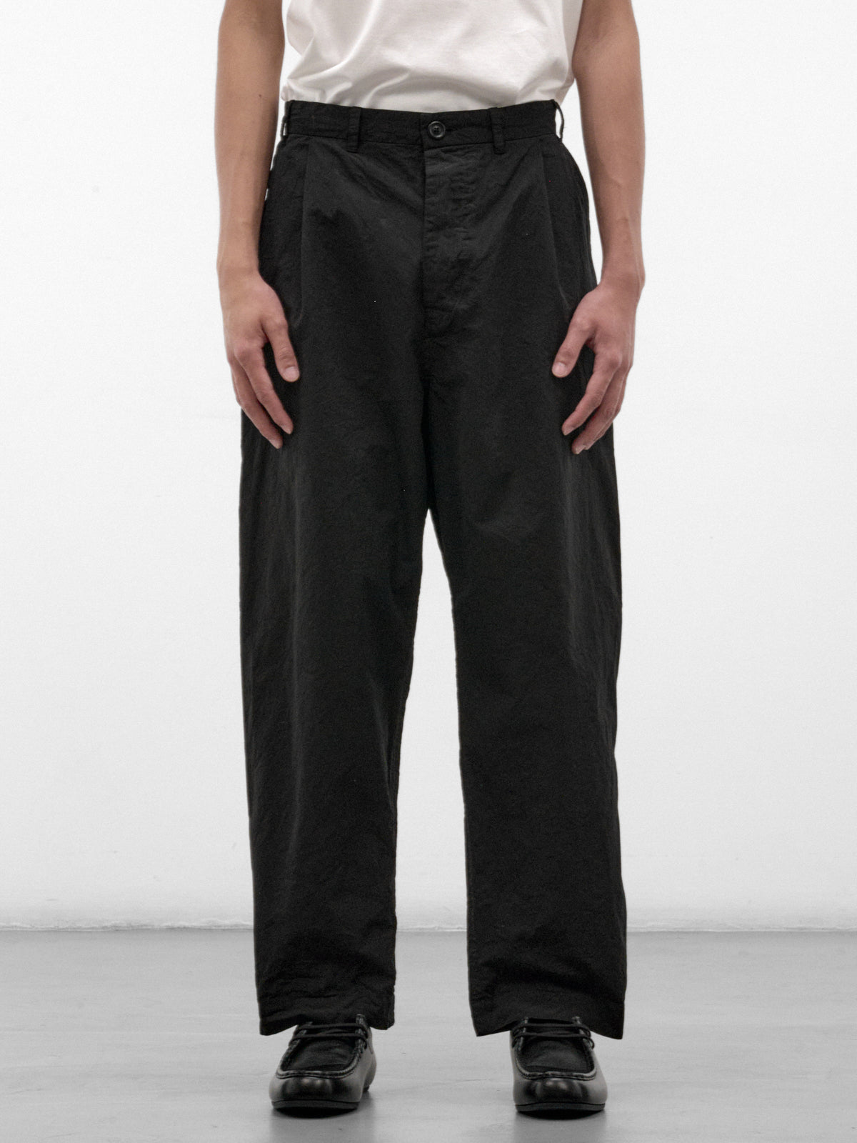 Black Cotton Wide Trousers (27HP318-BLACK)