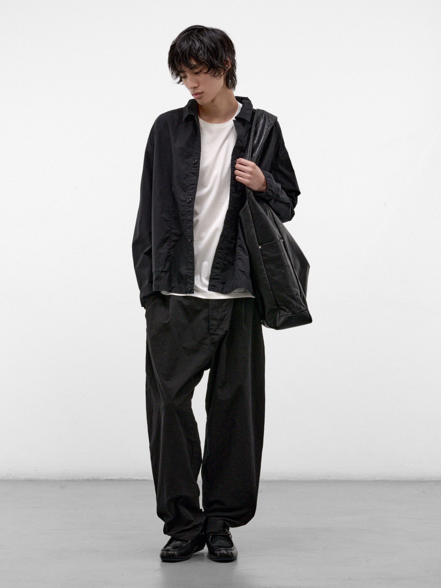 Black Cotton Wide Trousers (27HP318-BLACK)