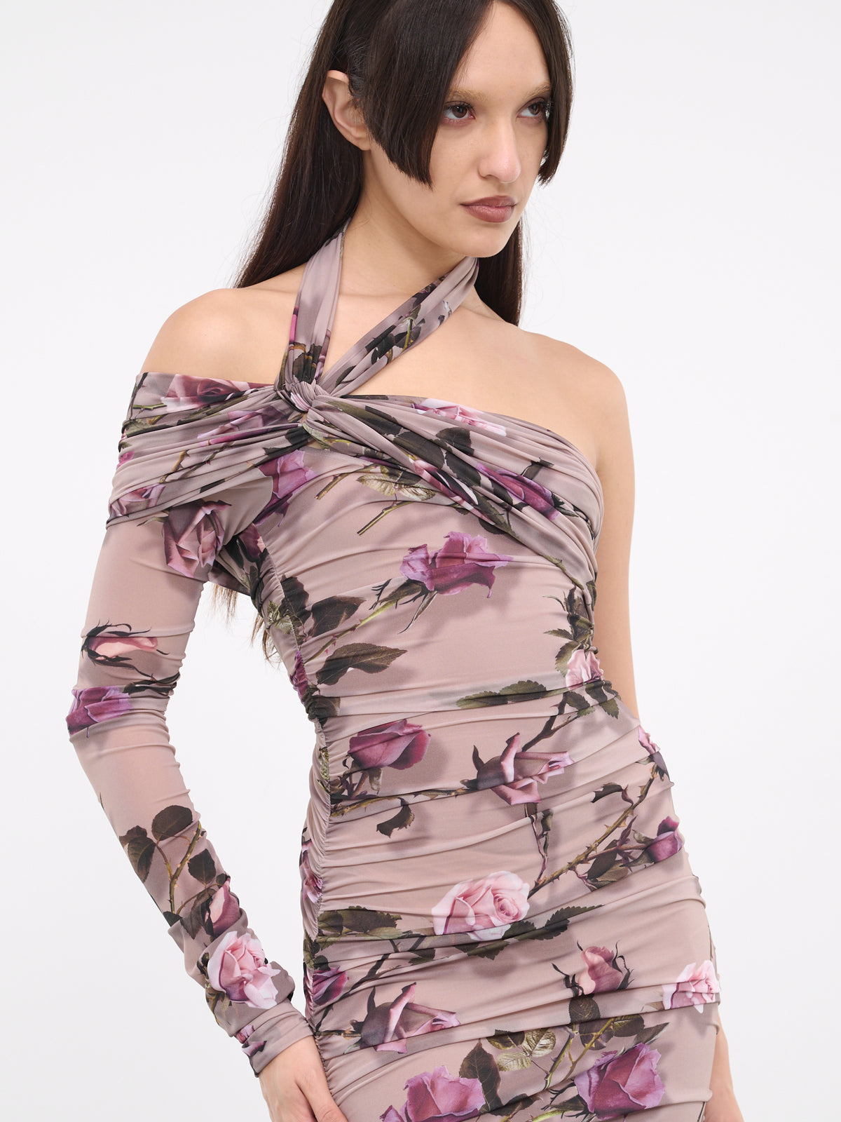 Torchon Rose One-Shoulder Dress (2A422A-F8257-STUCCO-MAUVE)
