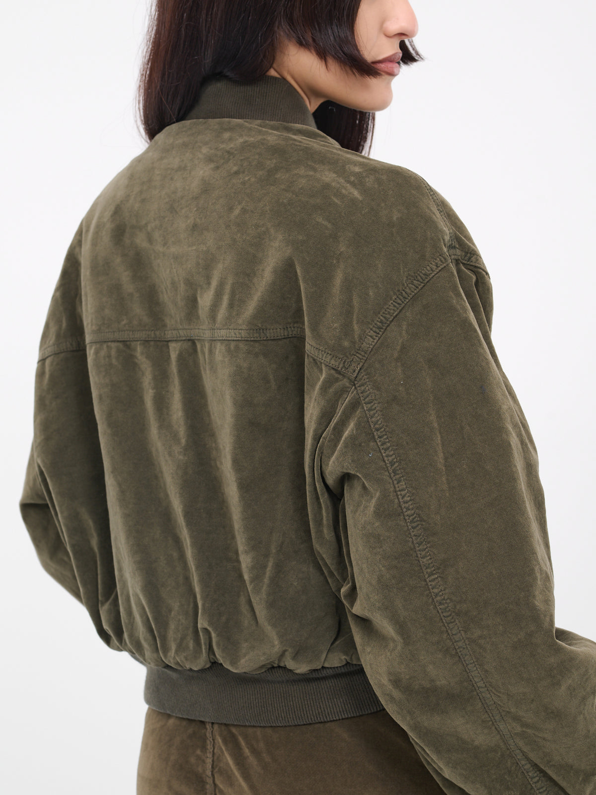 Velvet Bomber Jacket (2B072A-N0520-DARK-OLIVE)