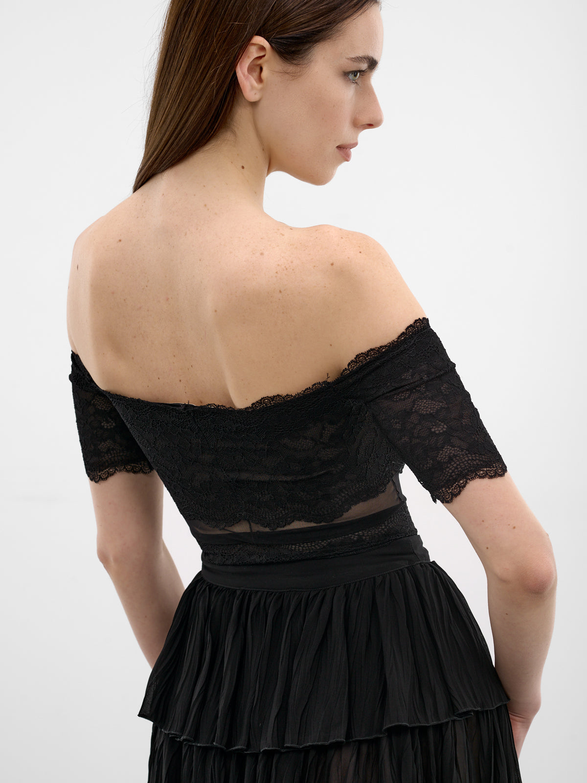 Black Lace Off-Shoulder Top (2C451A-N0990-BLACK)