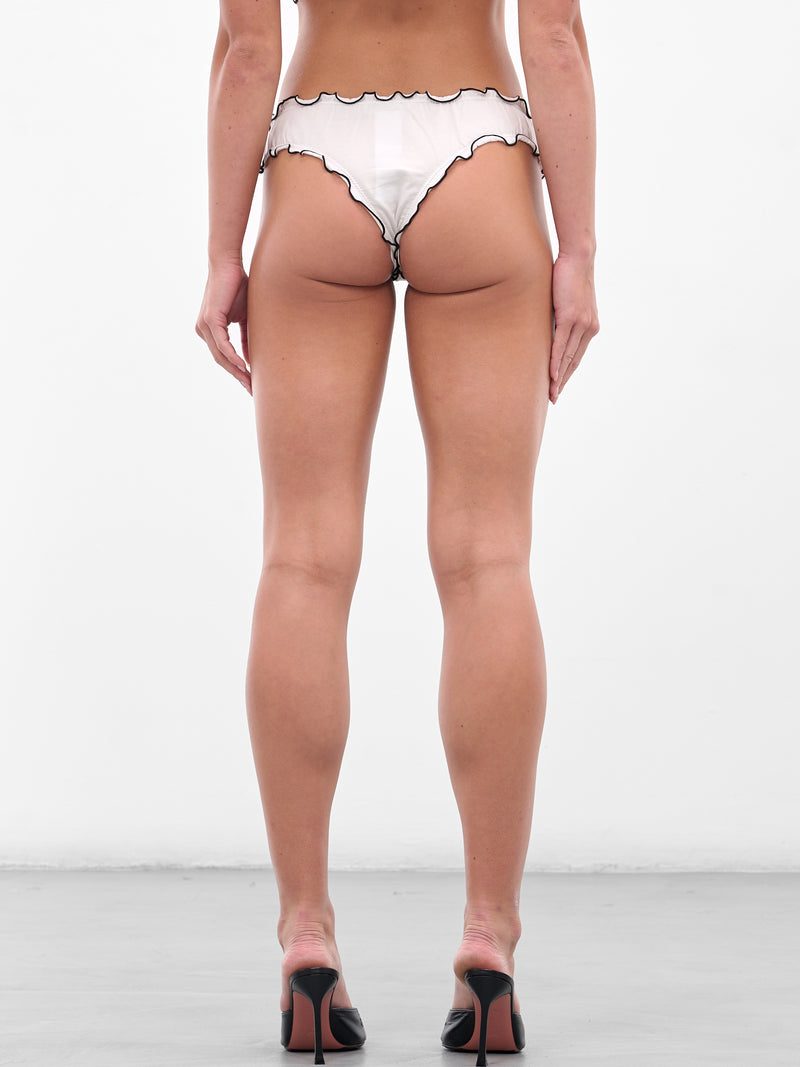 White Kitten Print Ruffled Briefs (2D019A-C1039-NATURAL-WHITE)