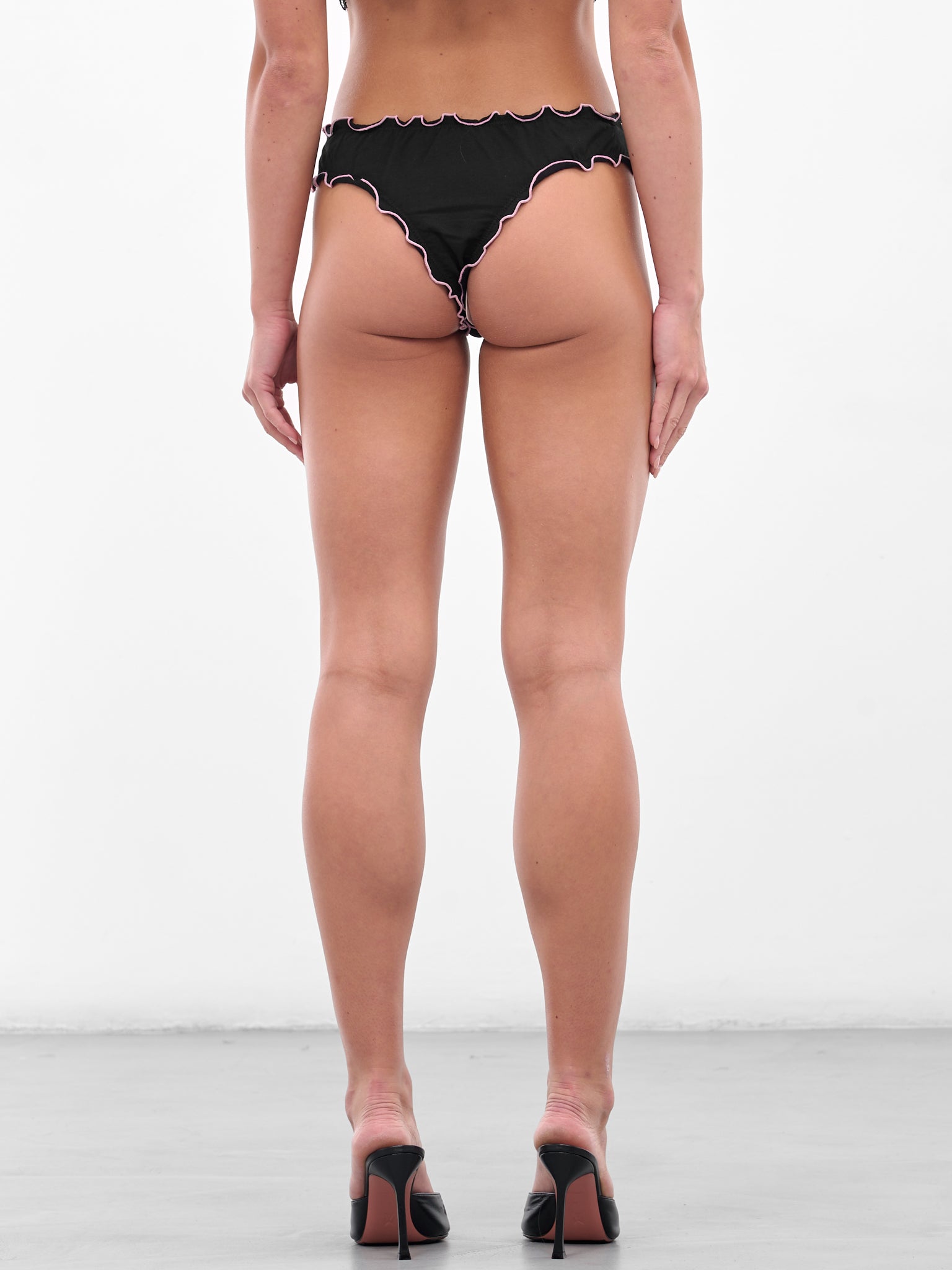 Black Kitten Print Ruffled Briefs (2D019A-C9913-BLACK-DAHLIA)