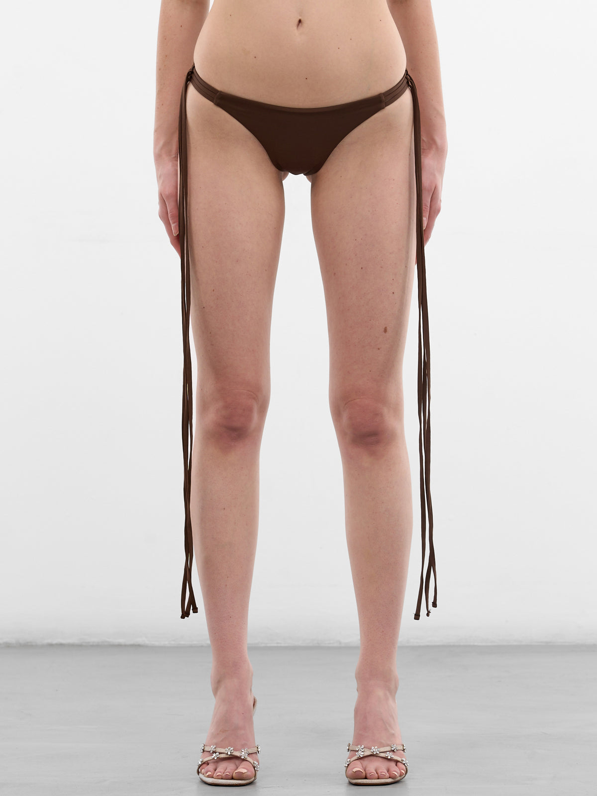 Brown Rhinestone Straps Bikini Bottom (2D024A-N0541-CHOCOLATE-BROWN)